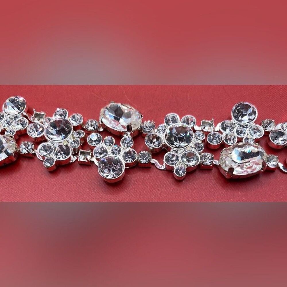 Vintage Bracelet Crystal Silver Tone CZ Party Formal 7-8” Sparkling